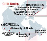 Click here to see a larger map of the CHIN Nodes in Canada